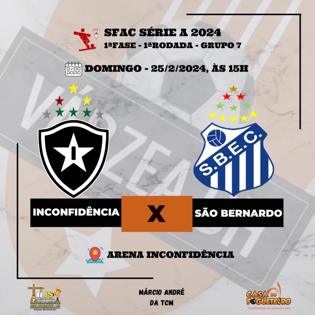 O Várzea BH acompanha a partida do grupo 7, entre Inconfidência e São Bernardo, válida pela primeira rodada da primeira do SFAC Série A 2024.