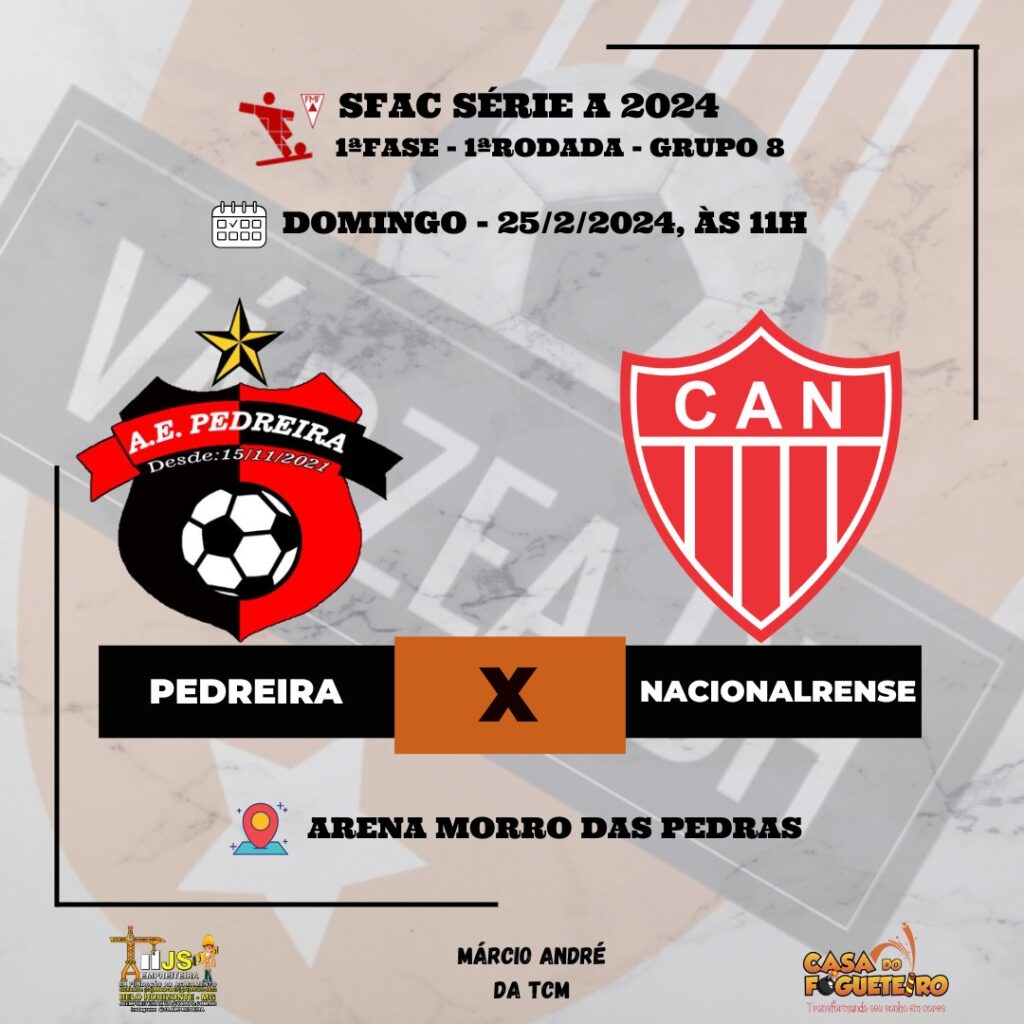 O Várzea BH acompanha a partida do grupo 8, entre Pedreira e Nacionalrense, válida pela primeira rodada da primeira do SFAC Série A 2024.