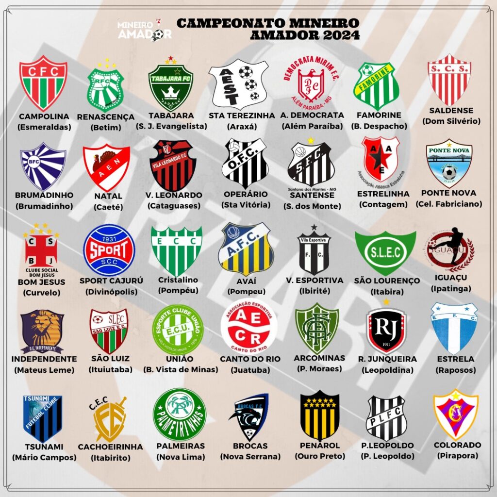 Clubes participantes do Mineiro Amador 2024